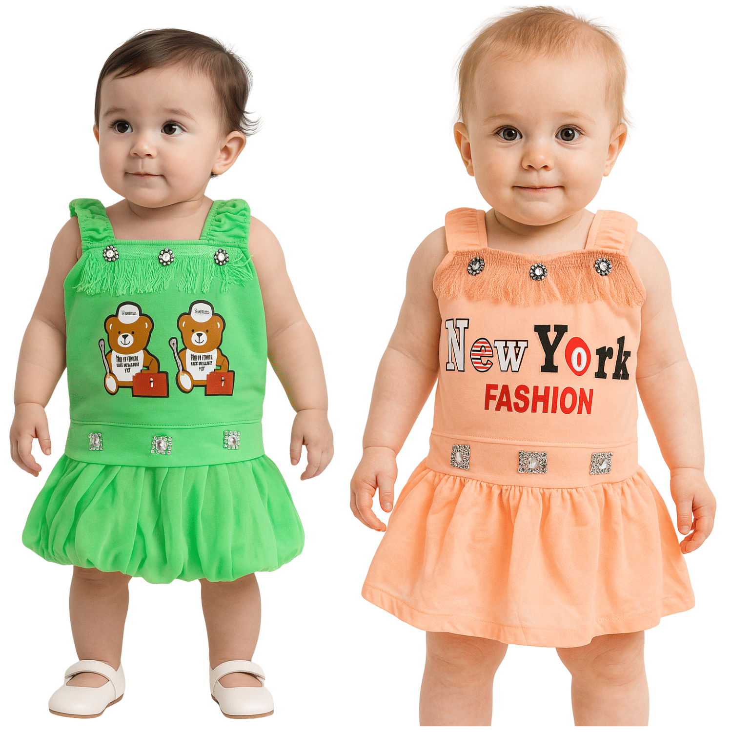 Ridaa Crepe Frock For Baby Girls ( Pack of 2 , Multicolor ) Ridaa Crepe Frock For Baby Girls ( Pack of 2 , Multicolor )