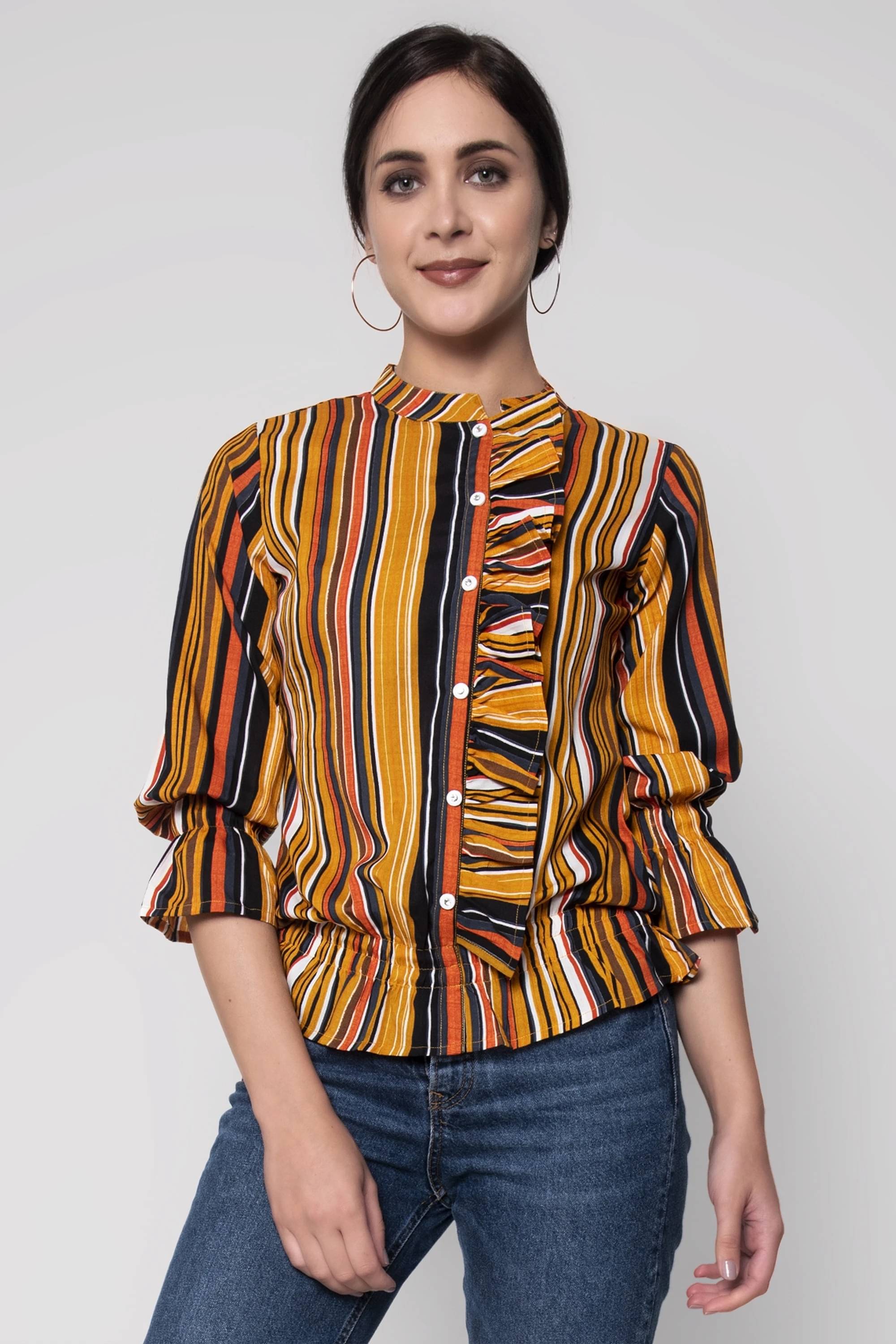     			SEVEN FLOWER Women's Crepe Regular Top ( Multicolor )