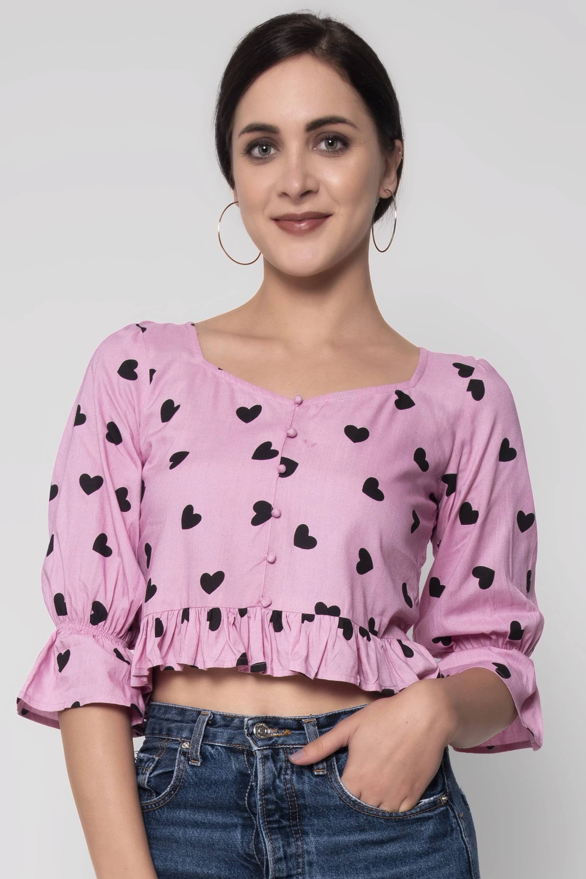     			SEVEN FLOWER Women's Viscose Rayon Regular Top ( Pink )