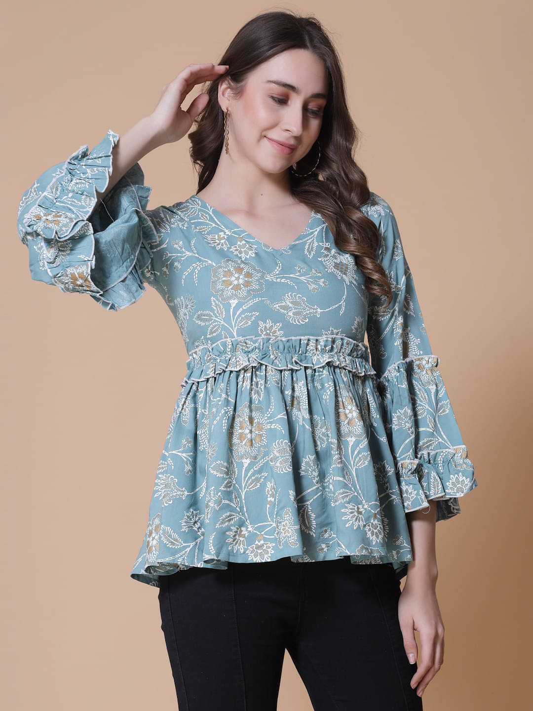     			SEVEN FLOWER Women's Viscose Rayon Tunic ( Multicolor )