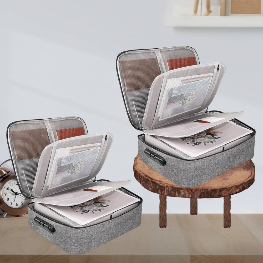     			SKYVILLA (Pack Of 2) Document Organizer Bag with Lock | Travel Document File Storage Bag with Card Slots, Large Folder Layer & Combination Lock | Secure Bag for Home, Office, Travel (Random Color)
