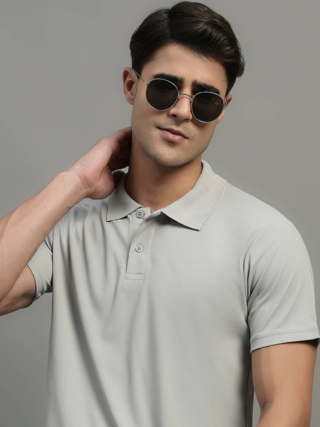 Simple Solution Men Polyester Regular Fit Solid Polo T Shirt ( Grey ) Simple Solution Men Polyester Regular Fit Solid Polo T Shirt ( Grey )