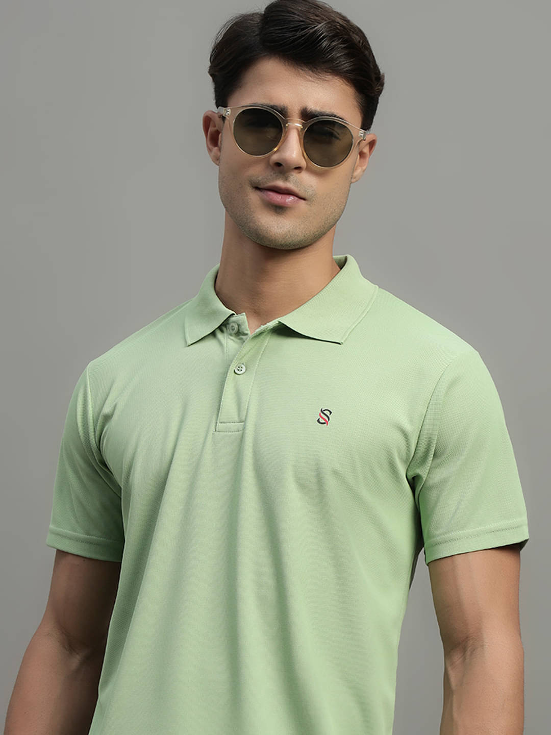     			Simple Solution Men Polyester Regular Fit Solid Polo T Shirt ( Sea Green )