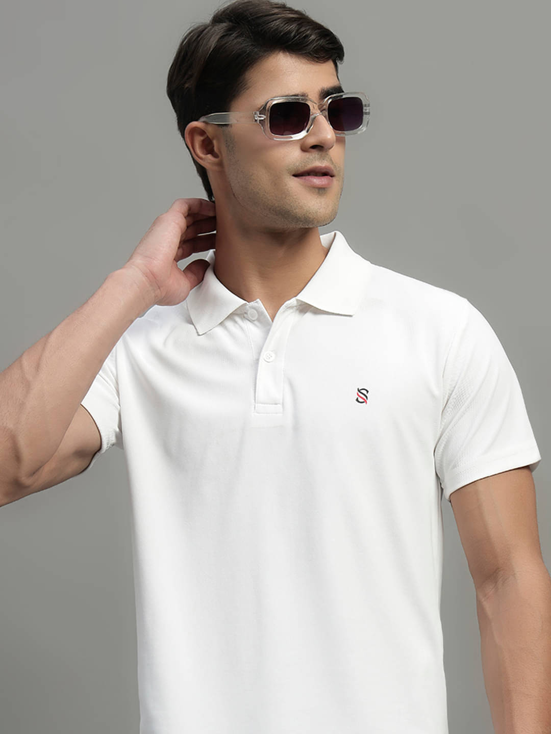 Simple Solution Men Polyester Regular Fit Solid Polo T Shirt ( White ) Simple Solution Men Polyester Regular Fit Solid Polo T Shirt ( White )
