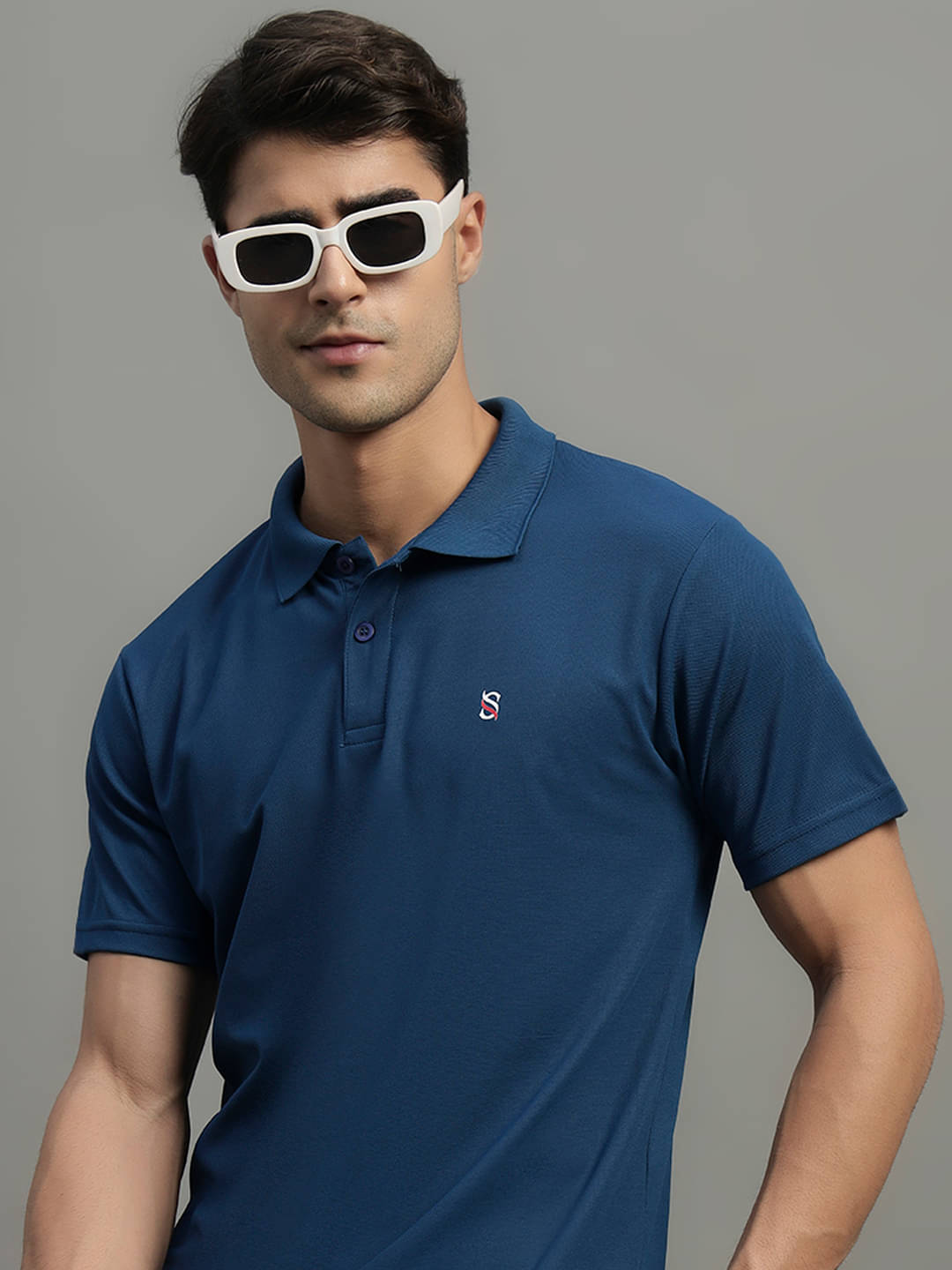 Simple Solution Men Polyester Regular Fit Solid Polo T Shirt ( Indigo ) Simple Solution Men Polyester Regular Fit Solid Polo T Shirt ( Indigo )