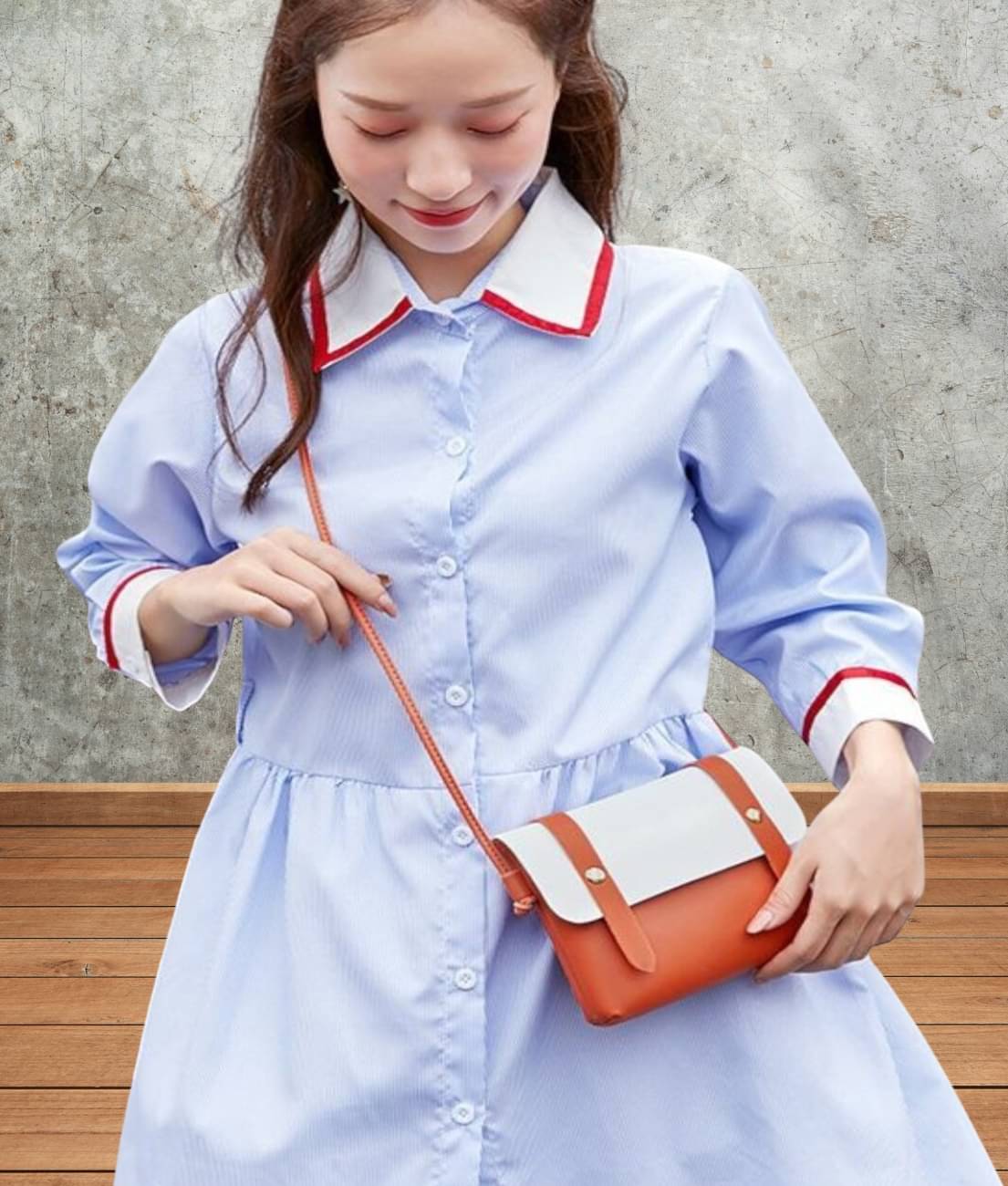     			gufrina Sling Bag PU Set of 1 ( Orange )