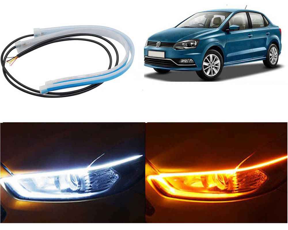 2 Pcs 24 Inch Ultrafine Waterproof Car DRL LED Daytime Running Lights White Turn Signal Yellow Guide Strip Headlight Assembly Hanging Ameo 2 Pcs 24 Inch Ultrafine Waterproof Car DRL LED Daytime Running Lights White Turn Signal Yellow Guide Strip Headlight Assembly Hanging Ameo