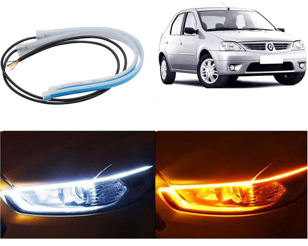2 Pcs 24 Inch Ultrafine Waterproof Car DRL LED Daytime Running Lights White Turn Signal Yellow Guide Strip Headlight Assembly Hanging Logan 2 Pcs 24 Inch Ultrafine Waterproof Car DRL LED Daytime Running Lights White Turn Signal Yellow Guide Strip Headlight Assembly Hanging Logan
