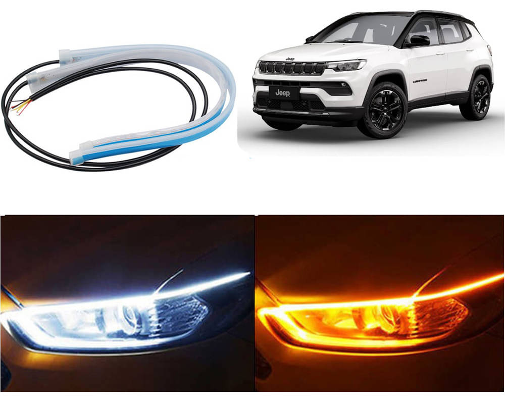 2 Pcs 24 Inch Ultrafine Waterproof Car DRL LED Daytime Running Lights White Turn Signal Yellow Guide Strip Headlight Assembly Jeep Compass 2022 2 Pcs 24 Inch Ultrafine Waterproof Car DRL LED Daytime Running Lights White Turn Signal Yellow Guide Strip Headlight Assembly Jeep Compass 2022