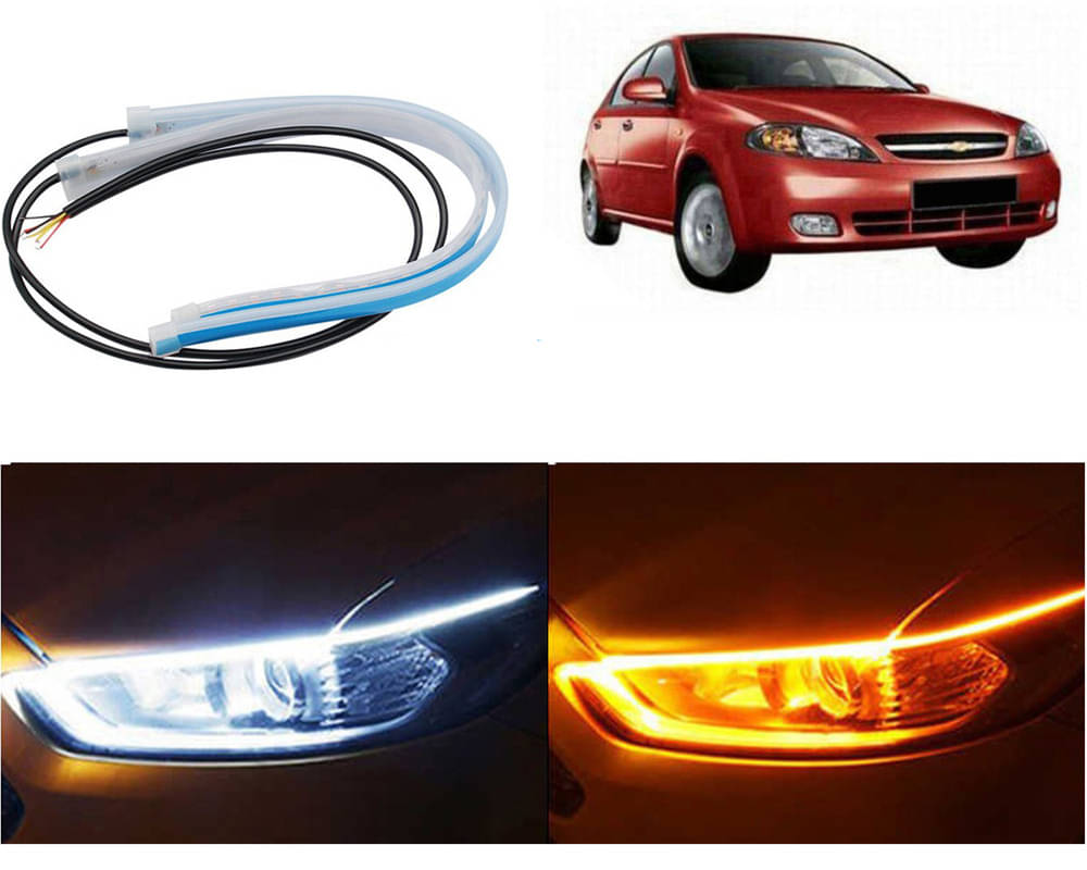 2 Pcs 24 Inch Ultrafine Waterproof Car DRL LED Daytime Running Lights White Turn Signal Yellow Guide Strip Headlight Assembly Optra SRV 2 Pcs 24 Inch Ultrafine Waterproof Car DRL LED Daytime Running Lights White Turn Signal Yellow Guide Strip Headlight Assembly Optra SRV
