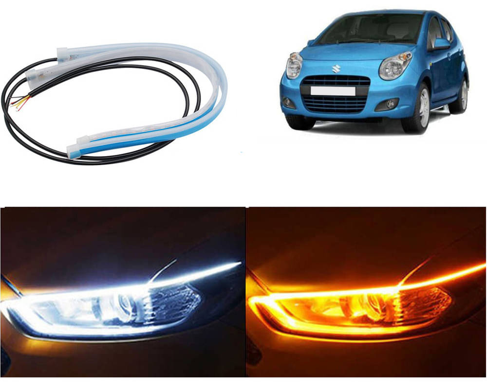     			2 Pcs 24 Inch Ultrafine Waterproof Car DRL LED Daytime Running Lights White Turn Signal Yellow Guide Strip Headlight Assembly Hanging A-Star