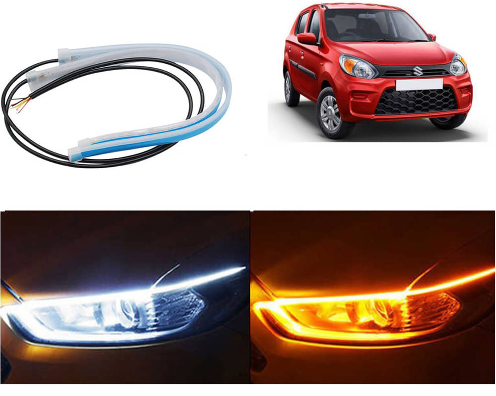 2 Pcs 24 Inch Ultrafine Waterproof Car DRL LED Daytime Running Lights White Turn Signal Yellow Guide Strip Headlight Assembly Alto 800 2019 2 Pcs 24 Inch Ultrafine Waterproof Car DRL LED Daytime Running Lights White Turn Signal Yellow Guide Strip Headlight Assembly Alto 800 2019