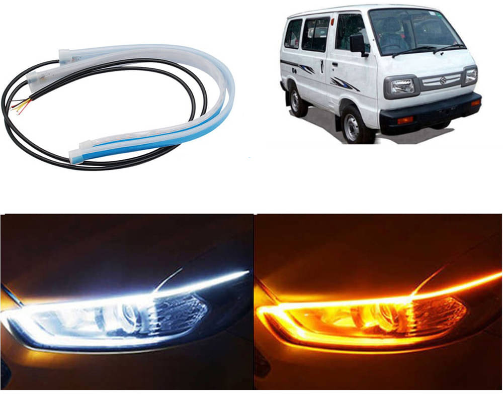 2 Pcs 24 Inch Ultrafine Waterproof Car DRL LED Daytime Running Lights White Turn Signal Yellow Guide Strip Headlight Assembly Hanging Omni 2 Pcs 24 Inch Ultrafine Waterproof Car DRL LED Daytime Running Lights White Turn Signal Yellow Guide Strip Headlight Assembly Hanging Omni