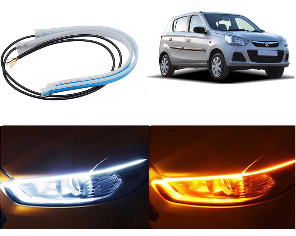 2 Pcs 24 Inch Ultrafine Waterproof Car DRL LED Daytime Running Lights White Turn Signal Yellow Guide Strip Headlight Assembly Alto K10 2018 2 Pcs 24 Inch Ultrafine Waterproof Car DRL LED Daytime Running Lights White Turn Signal Yellow Guide Strip Headlight Assembly Alto K10 2018