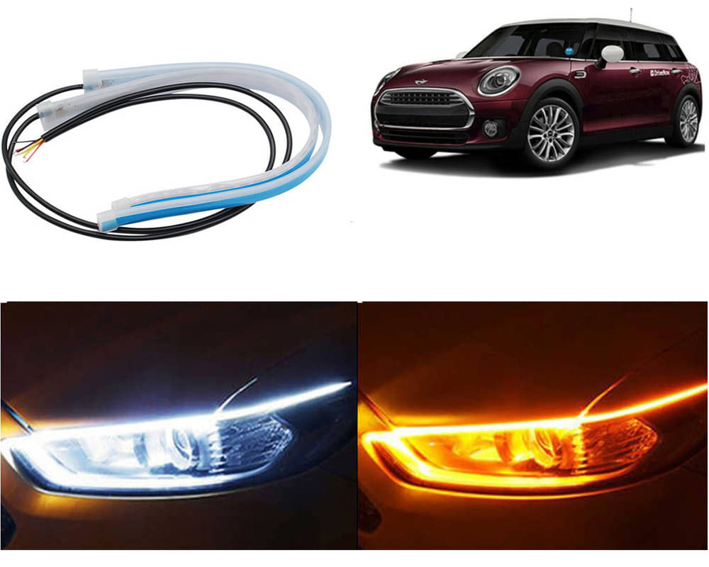 2 Pcs 24 Inch Ultrafine Waterproof Car DRL LED Daytime Running Lights White Turn Signal Yellow Guide Strip Headlight Assembly Clubman 2 Pcs 24 Inch Ultrafine Waterproof Car DRL LED Daytime Running Lights White Turn Signal Yellow Guide Strip Headlight Assembly Clubman