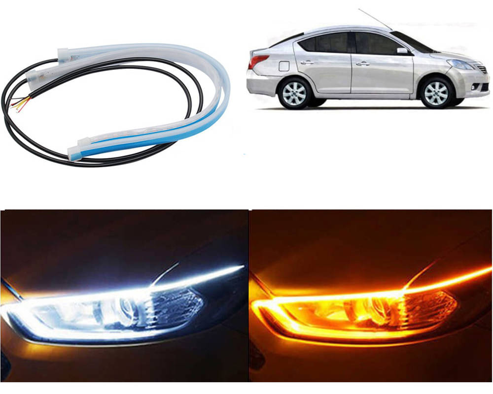 2 Pcs 24 Inch Ultrafine Waterproof Car DRL LED Daytime Running Lights White Turn Signal Yellow Guide Strip Headlight Assembly Hanging Sunny 2 Pcs 24 Inch Ultrafine Waterproof Car DRL LED Daytime Running Lights White Turn Signal Yellow Guide Strip Headlight Assembly Hanging Sunny