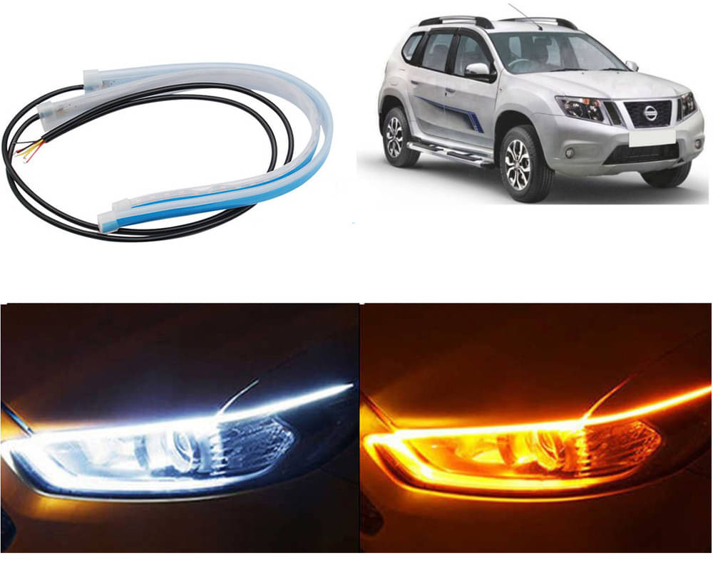     			2 Pcs 24 Inch Ultrafine Waterproof Car DRL LED Daytime Running Lights White Turn Signal Yellow Guide Strip Headlight Assembly Terrano