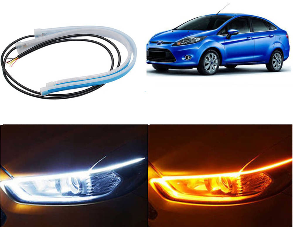 2 Pcs 24 Inch Ultrafine Waterproof Car DRL LED Daytime Running Lights White Turn Signal Yellow Guide Strip Headlight Assembly Fiesta Old 2 Pcs 24 Inch Ultrafine Waterproof Car DRL LED Daytime Running Lights White Turn Signal Yellow Guide Strip Headlight Assembly Fiesta Old