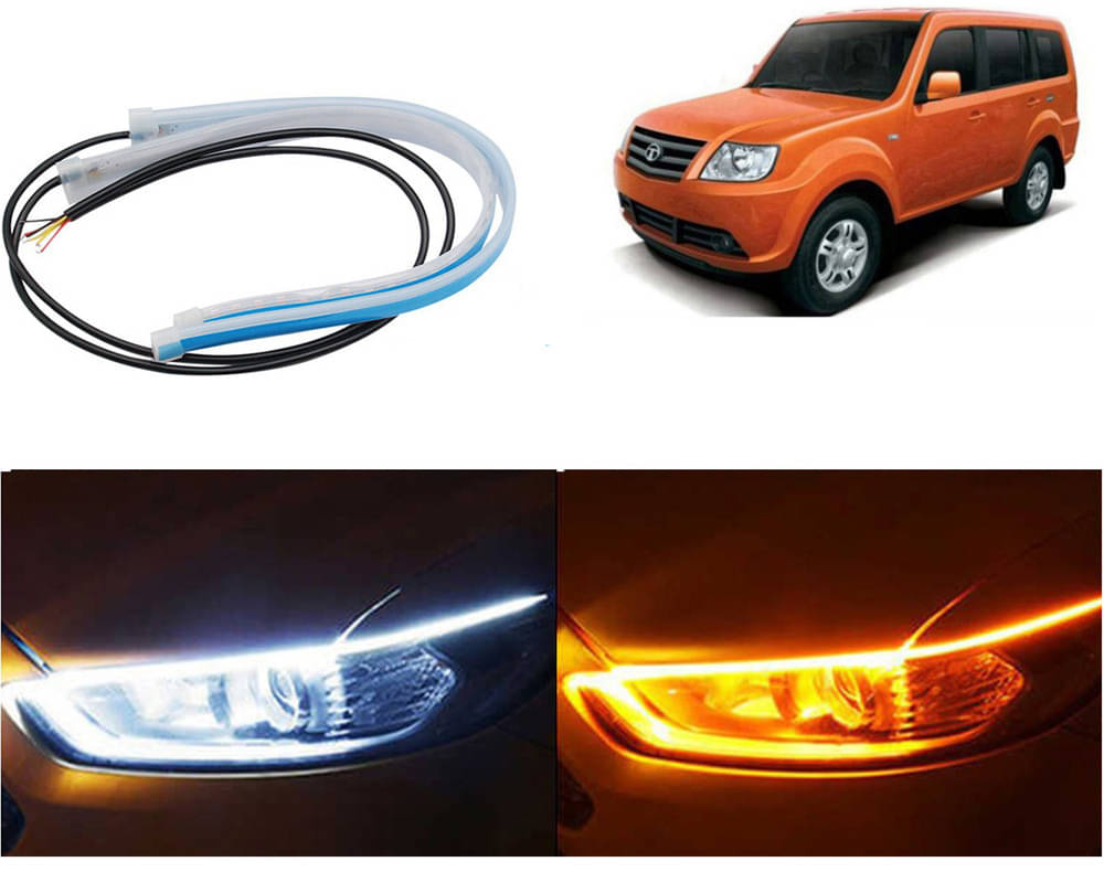 2 Pcs 24 Inch Ultrafine Waterproof Car DRL LED Daytime Running Lights White Turn Signal Yellow Guide Strip Headlight Assembly Sumo Grand 2 Pcs 24 Inch Ultrafine Waterproof Car DRL LED Daytime Running Lights White Turn Signal Yellow Guide Strip Headlight Assembly Sumo Grand