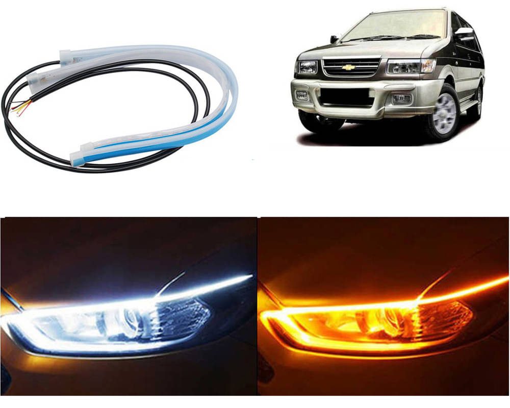     			2 Pcs 24 Inch Ultrafine Waterproof Car DRL LED Daytime Running Lights White Turn Signal Yellow Guide Strip Headlight Assembly Tavera Type-1
