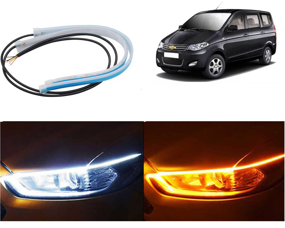     			2 Pcs 24 Inch Ultrafine Waterproof Car DRL LED Daytime Running Lights White Turn Signal Yellow Guide Strip Headlight Assembly Hanging Enjoy