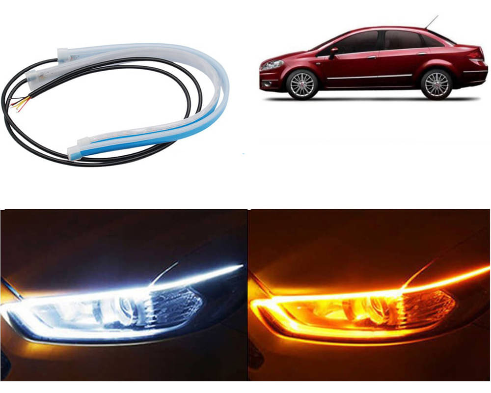 2 Pcs 24 Inch Ultrafine Waterproof Car DRL LED Daytime Running Lights White Turn Signal Yellow Guide Strip Headlight Assembly Hanging Linea 2 Pcs 24 Inch Ultrafine Waterproof Car DRL LED Daytime Running Lights White Turn Signal Yellow Guide Strip Headlight Assembly Hanging Linea