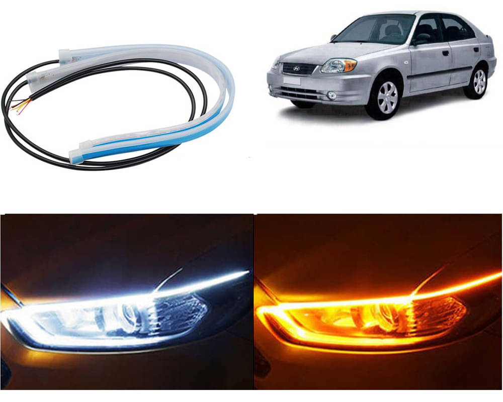2 Pcs 24 Inch Ultrafine Waterproof Car DRL LED Daytime Running Lights White Turn Signal Yellow Guide Strip Headlight Assembly Hanging Accent     			2 Pcs 24 Inch Ultrafine Waterproof Car DRL LED Daytime Running Lights White Turn Signal Yellow Guide Strip Headlight Assembly Hanging Accent