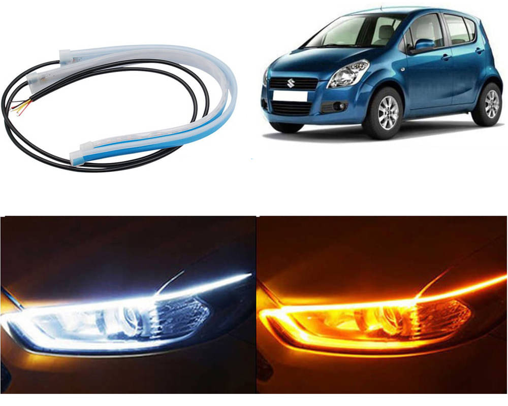 2 Pcs 24 Inch Ultrafine Waterproof Car DRL LED Daytime Running Lights White Turn Signal Yellow Guide Strip Headlight Assembly Hanging Ritz 2 Pcs 24 Inch Ultrafine Waterproof Car DRL LED Daytime Running Lights White Turn Signal Yellow Guide Strip Headlight Assembly Hanging Ritz