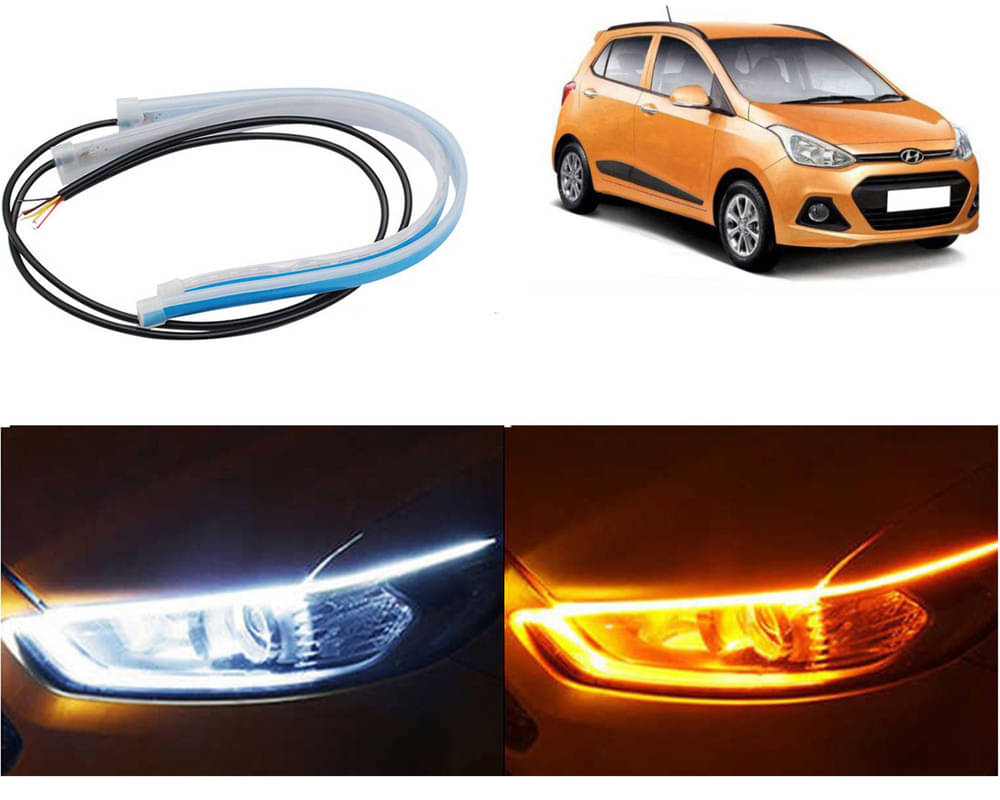 2 Pcs 24 Inch Ultrafine Waterproof Car DRL LED Daytime Running Lights White Turn Signal Yellow Guide Strip Headlight Assembly I10 Grand 2 Pcs 24 Inch Ultrafine Waterproof Car DRL LED Daytime Running Lights White Turn Signal Yellow Guide Strip Headlight Assembly I10 Grand