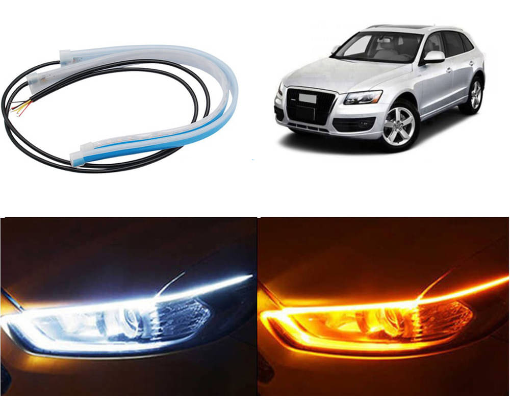     			2 Pcs 24 Inch Ultrafine Waterproof Car DRL LED Daytime Running Lights White Turn Signal Yellow Guide Strip Headlight Assembly Hanging Q3