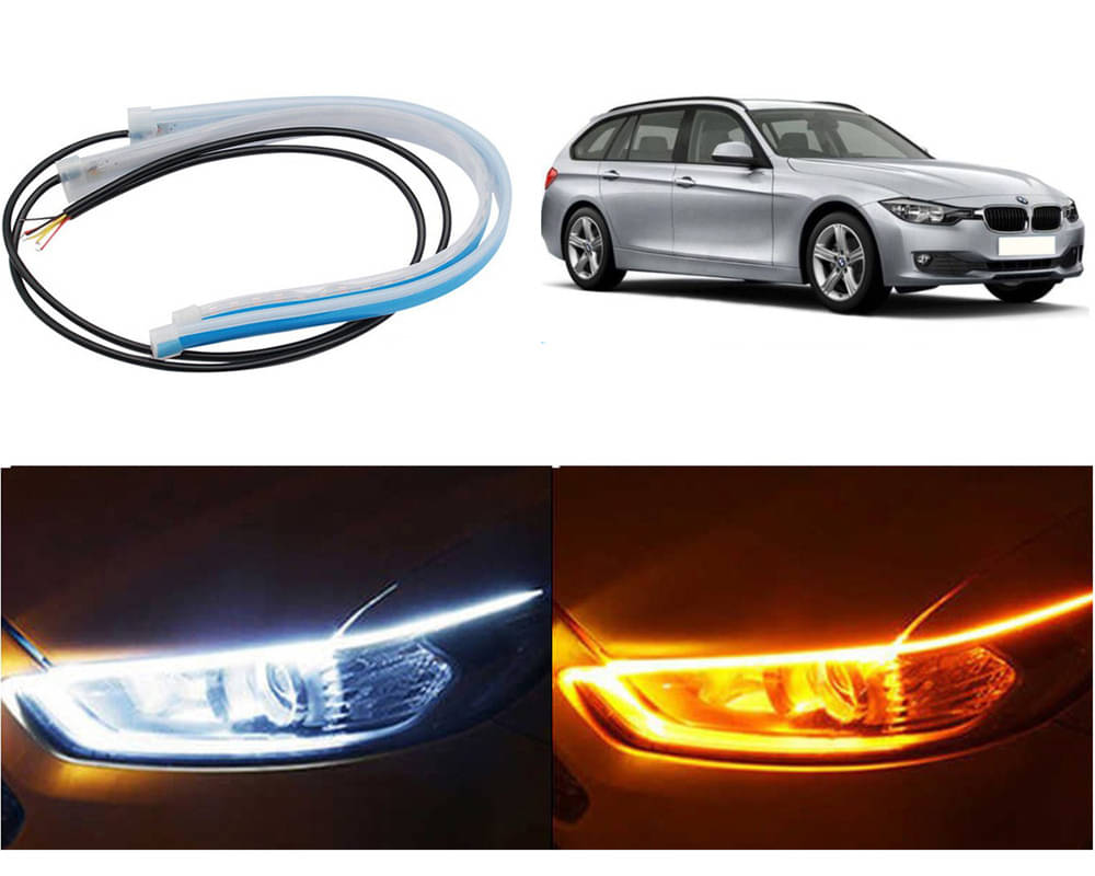 2 Pcs 24 Inch Ultrafine Waterproof Car DRL LED Daytime Running Lights White Turn Signal Yellow Guide Strip Headlight Assembly Hanging 320D 2 Pcs 24 Inch Ultrafine Waterproof Car DRL LED Daytime Running Lights White Turn Signal Yellow Guide Strip Headlight Assembly Hanging 320D