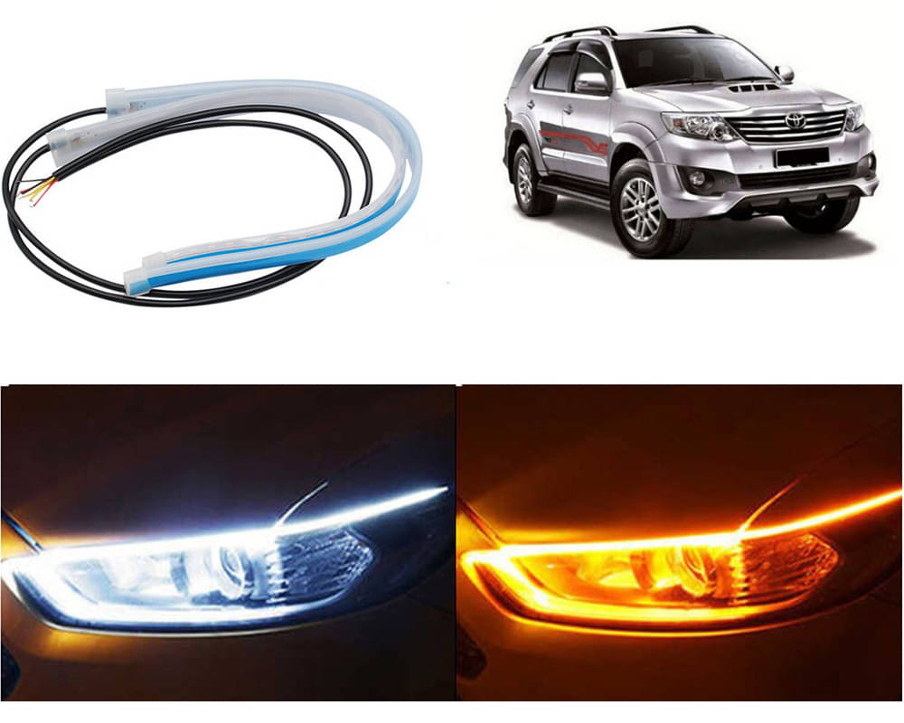 2 Pcs 24 Inch Ultrafine Waterproof Car DRL LED Daytime Running Lights White Turn Signal Yellow Guide Strip Headlight Assembly Fortuner 2 Pcs 24 Inch Ultrafine Waterproof Car DRL LED Daytime Running Lights White Turn Signal Yellow Guide Strip Headlight Assembly Fortuner