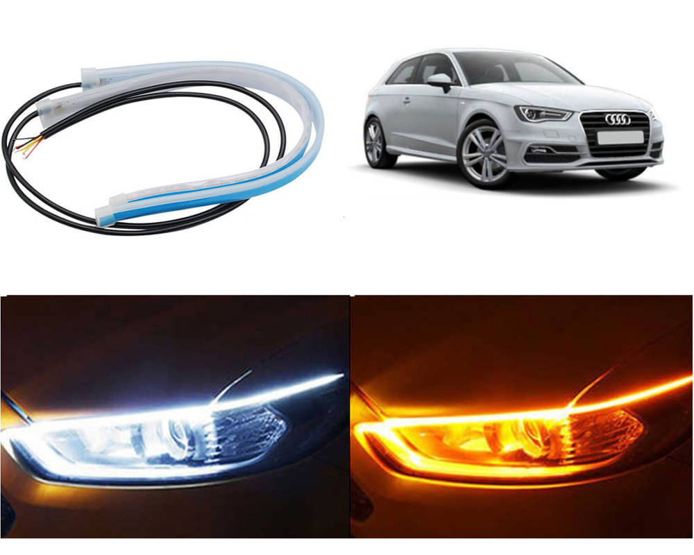     			2 Pcs 24 Inch Ultrafine Waterproof Car DRL LED Daytime Running Lights White Turn Signal Yellow Guide Strip Headlight Assembly Hanging E250