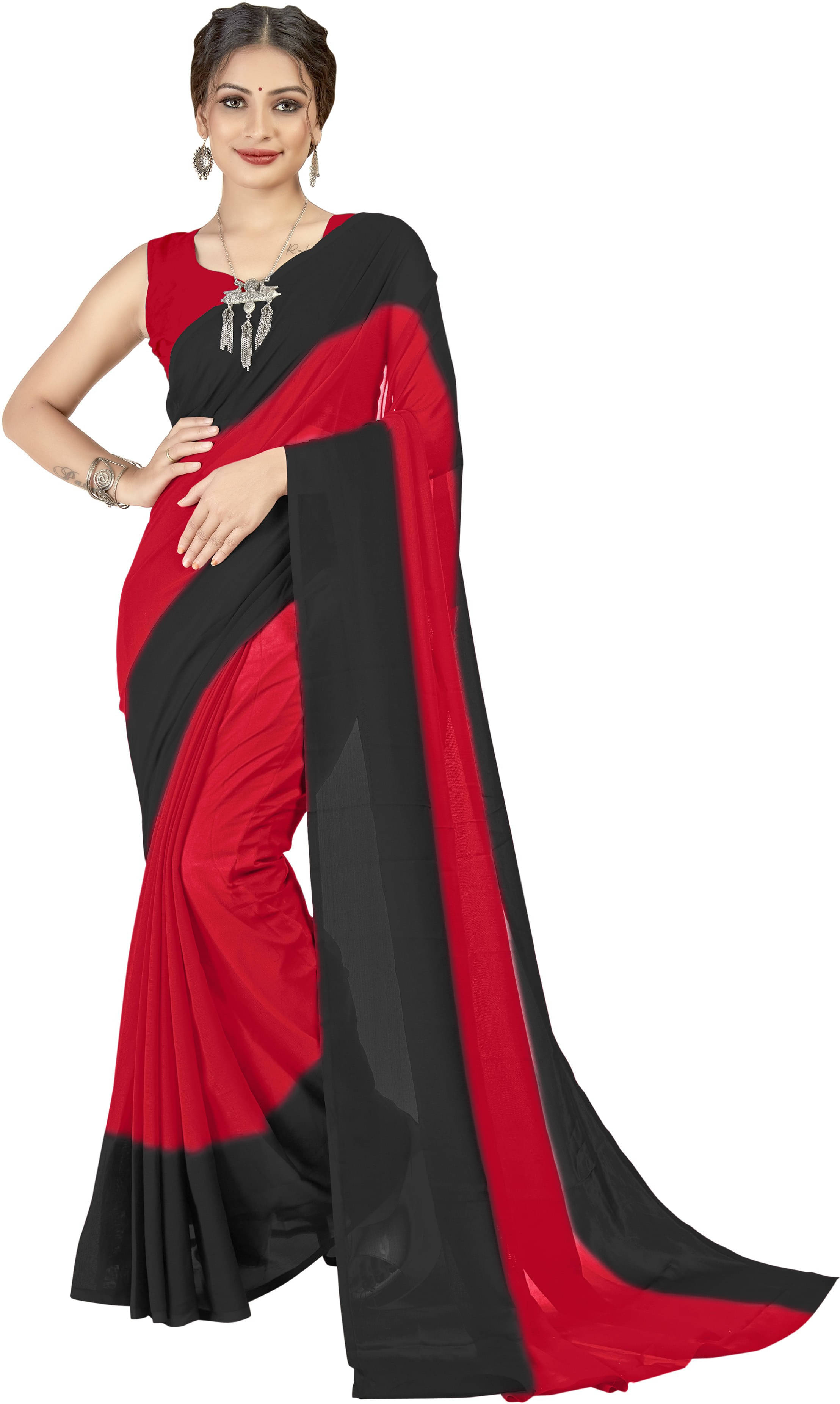     			ANAND SAREES Georgette Dyed Regular Saree With Unstitched Blouse Piece ( Multicolor )