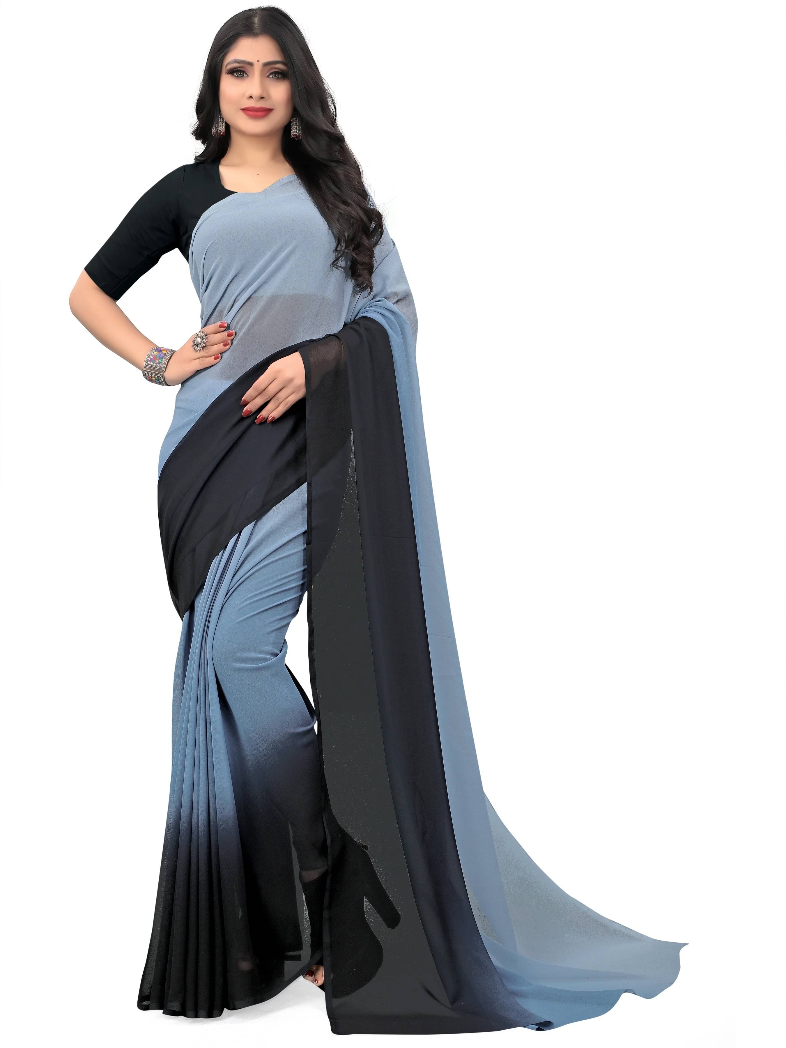     			ANAND SAREES Georgette Dyed Regular Saree With Unstitched Blouse Piece ( Multicolor )