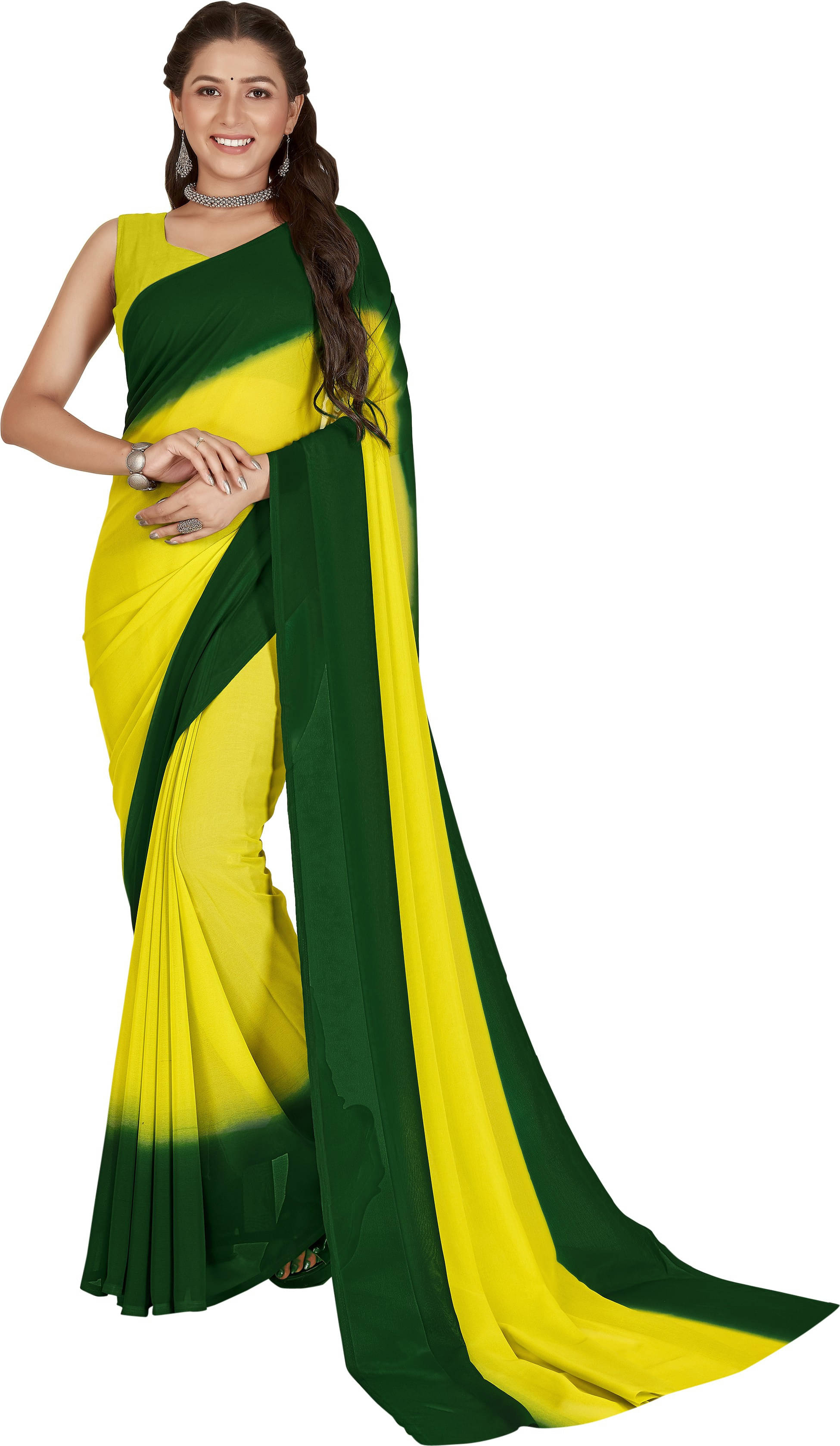     			ANAND SAREES Georgette Dyed Regular Saree With Unstitched Blouse Piece ( Multicolor )