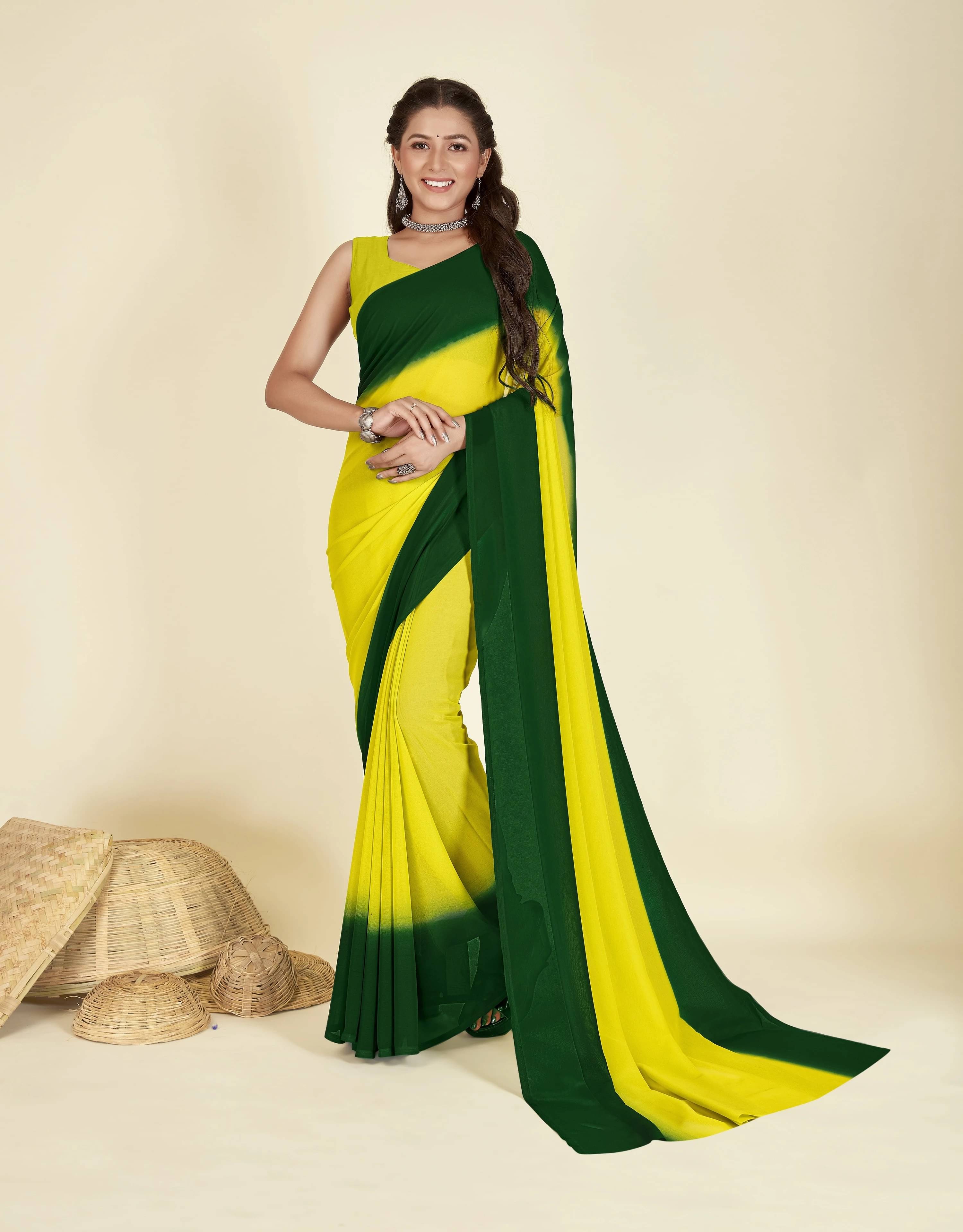     			ANAND SAREES Georgette Dyed Regular Saree With Unstitched Blouse Piece ( Multicolor )