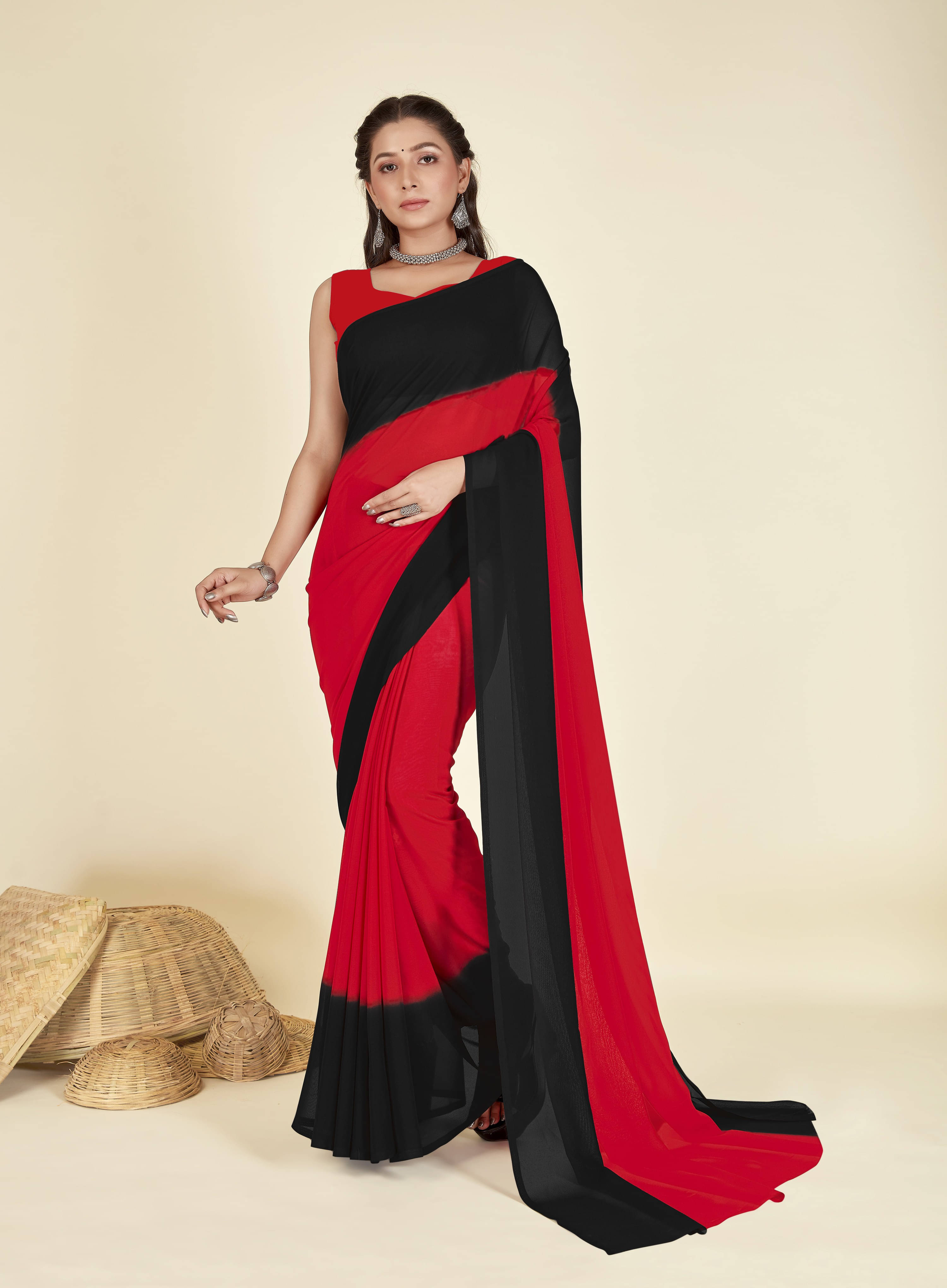 ANAND SAREES Georgette Dyed Regular Saree With Unstitched Blouse Piece ( Multicolor ) ANAND SAREES Georgette Dyed Regular Saree With Unstitched Blouse Piece ( Multicolor )