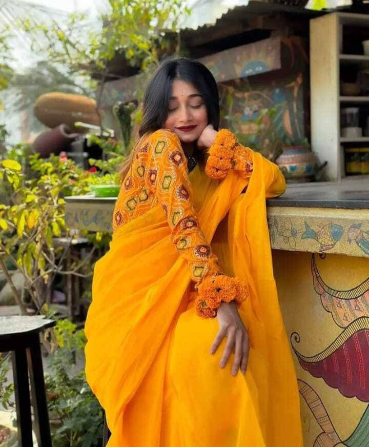 ANAND SAREES Georgette Dyed Regular Saree With Unstitched Blouse Piece ( Orange ) ANAND SAREES Georgette Dyed Regular Saree With Unstitched Blouse Piece ( Orange )