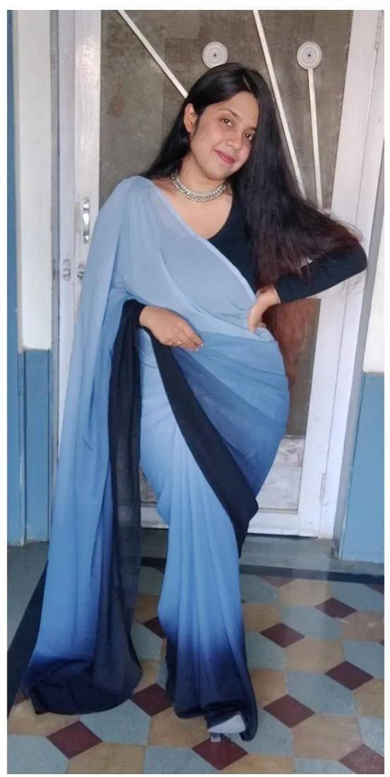 ANAND SAREES Georgette Dyed Regular Saree With Unstitched Blouse Piece ( Blue ) ANAND SAREES Georgette Dyed Regular Saree With Unstitched Blouse Piece ( Blue )