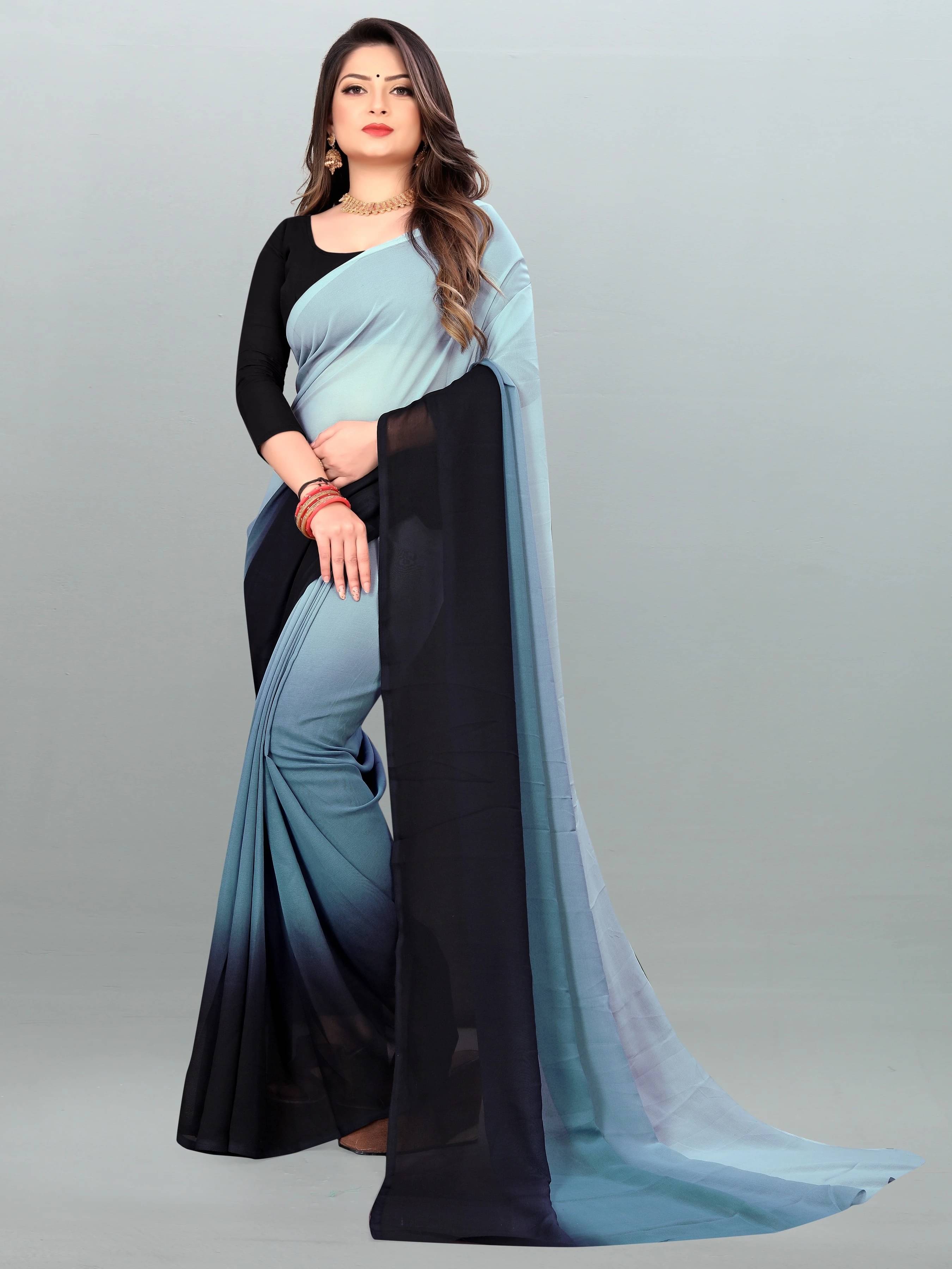 ANAND SAREES Georgette Dyed Regular Saree With Unstitched Blouse Piece ( Multicolor ) ANAND SAREES Georgette Dyed Regular Saree With Unstitched Blouse Piece ( Multicolor )