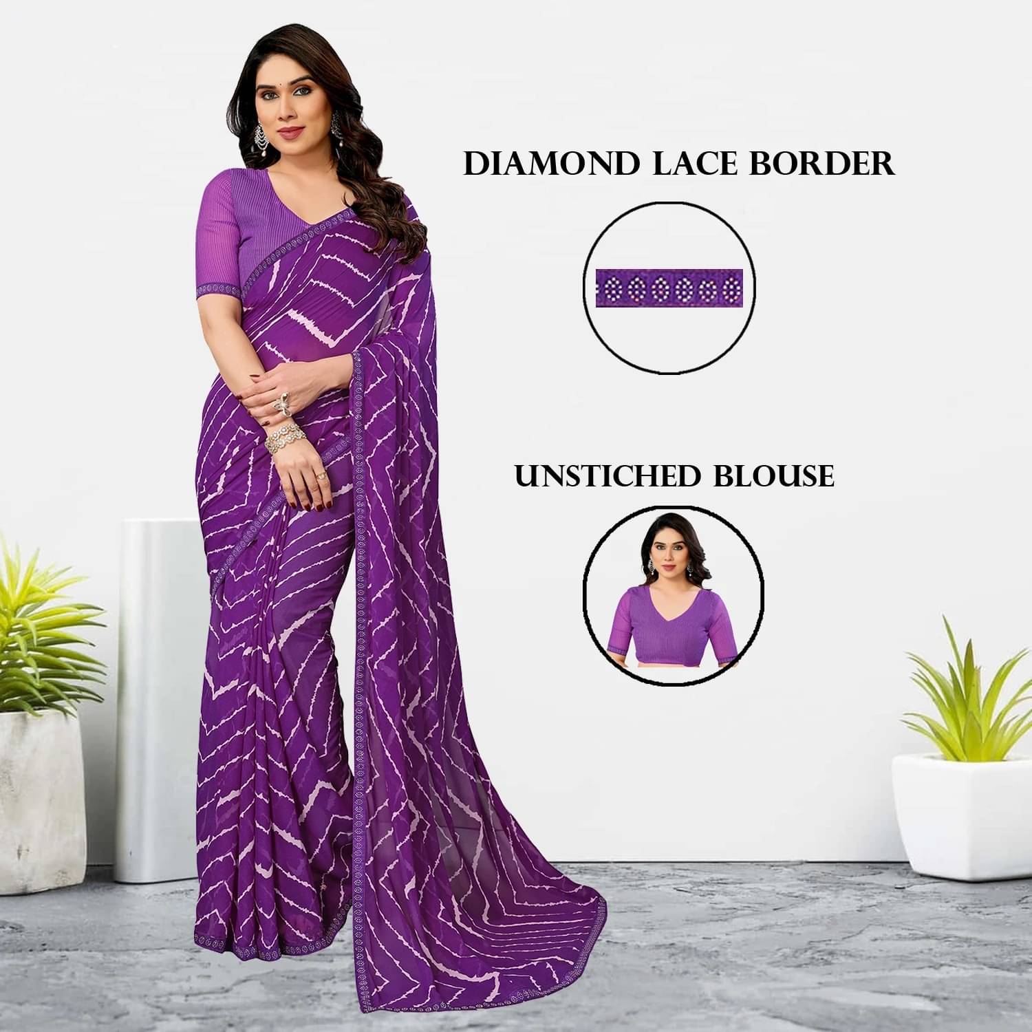 ANAND SAREES Georgette Embellished Regular Saree With Unstitched Blouse Piece ( Purple ) ANAND SAREES Georgette Embellished Regular Saree With Unstitched Blouse Piece ( Purple )