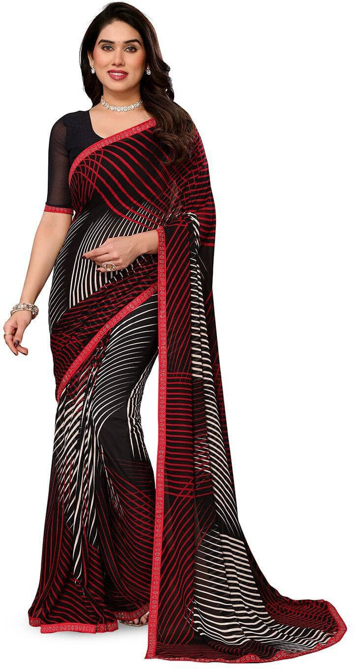     			ANAND SAREES Georgette Embellished Regular Saree With Unstitched Blouse Piece ( White )