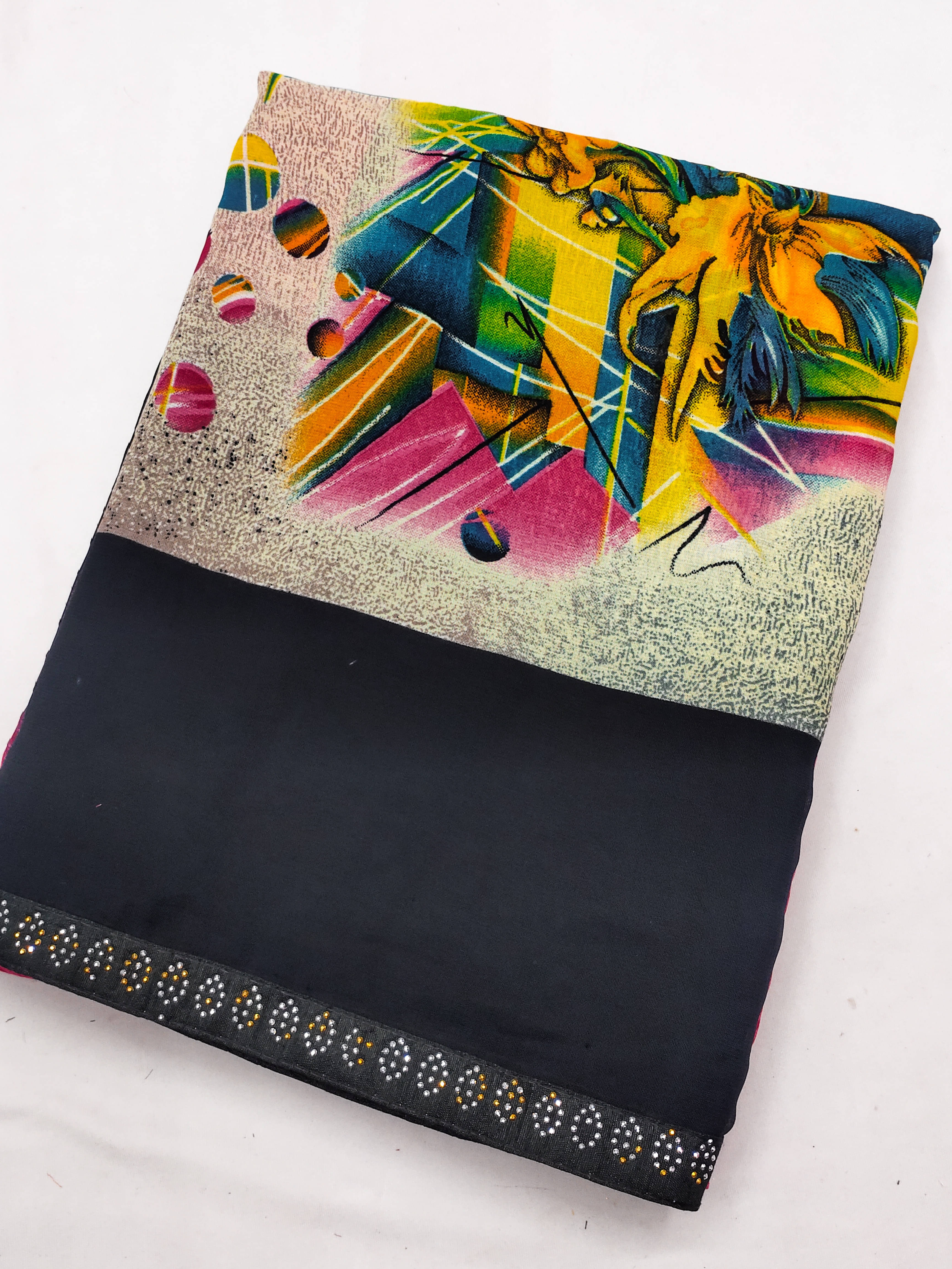    			ANAND SAREES Georgette Embellished Regular Saree With Unstitched Blouse Piece ( Multicolor )