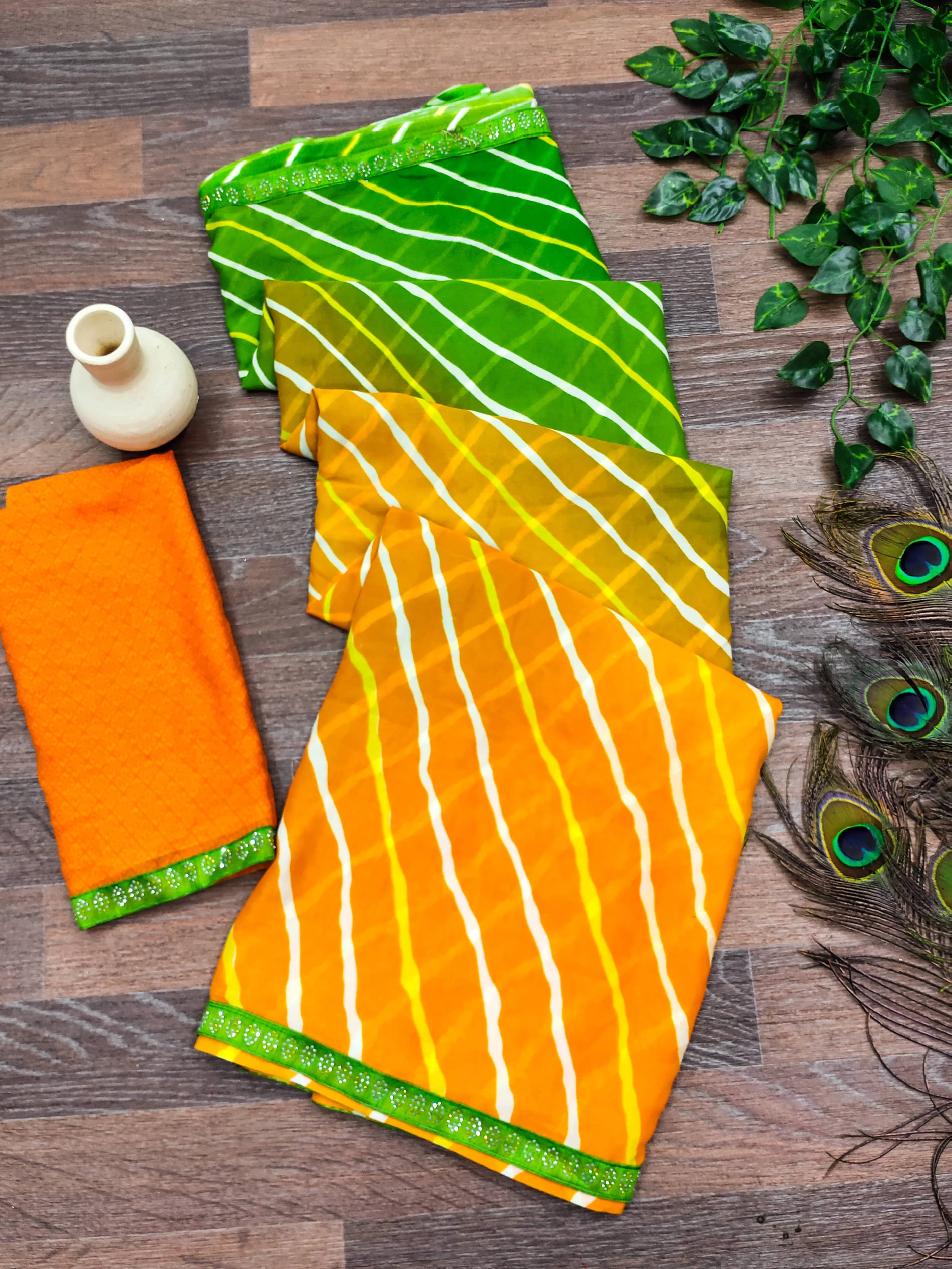 ANAND SAREES Georgette Embellished Regular Saree With Unstitched Blouse Piece ( Multicolor ) ANAND SAREES Georgette Embellished Regular Saree With Unstitched Blouse Piece ( Multicolor )