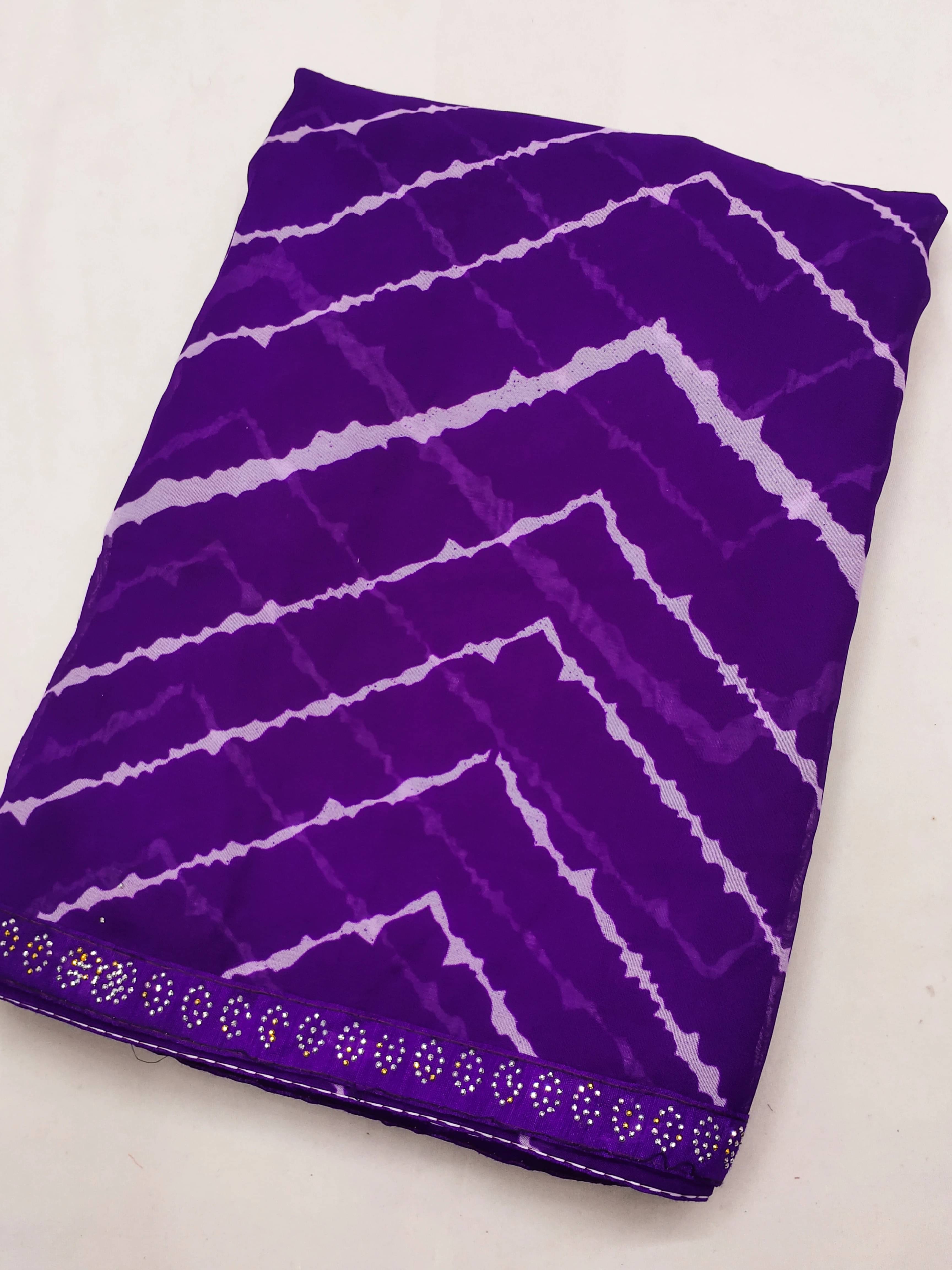     			ANAND SAREES Georgette Embellished Regular Saree With Unstitched Blouse Piece ( Purple )