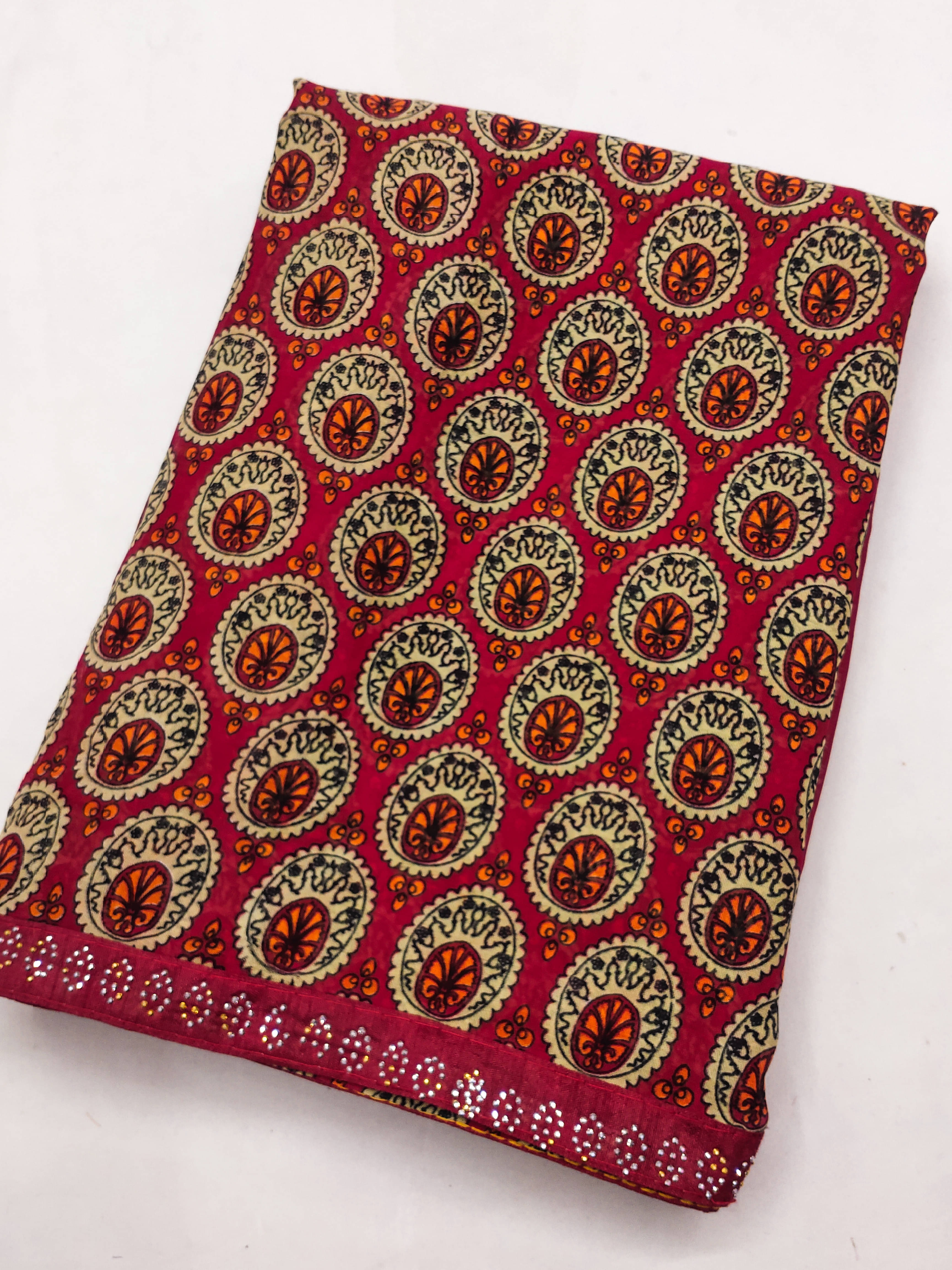 ANAND SAREES Georgette Embellished Regular Saree With Unstitched Blouse Piece ( Red ) ANAND SAREES Georgette Embellished Regular Saree With Unstitched Blouse Piece ( Red )