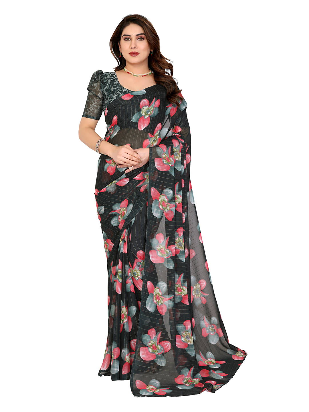 ANAND SAREES Georgette Printed Ilkal Saree With Unstitched Blouse Piece ( GREEN ) ANAND SAREES Georgette Printed Ilkal Saree With Unstitched Blouse Piece ( GREEN )