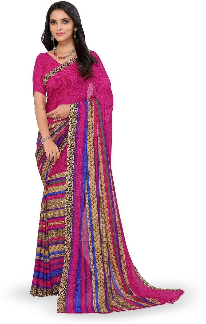     			ANAND SAREES Georgette Printed Regular Saree With Unstitched Blouse Piece ( Pink )