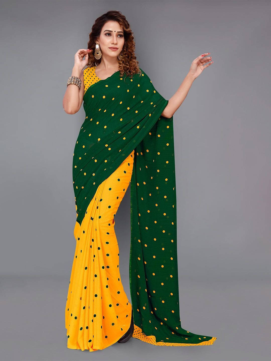     			ANAND SAREES Georgette Printed Regular Saree With Unstitched Blouse Piece ( Green )
